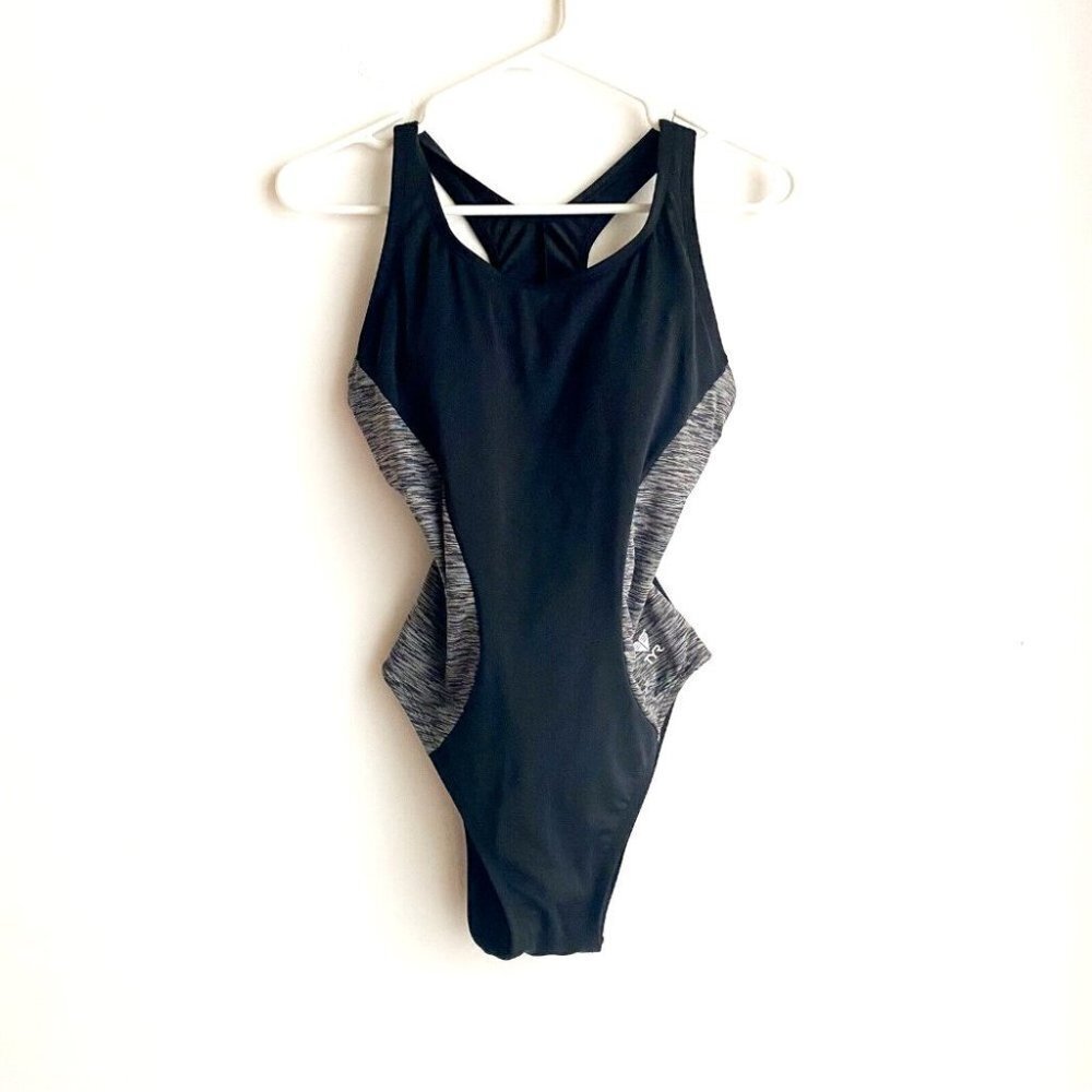 Vintage TYR MDSOC Athletic Black Grey One  Piece Swimsuit 36/XL
